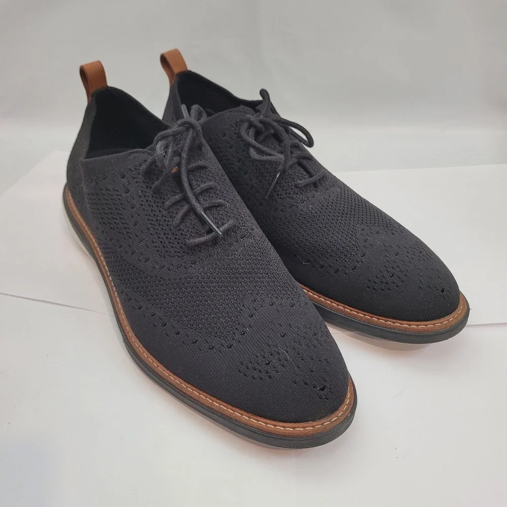 Cole Haan OriginalGrand Wingtip Oxford Mens Black Stitchlite Knit Shoes C32152
